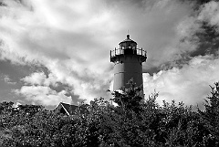 Nauset Lighthouse Tower in Cape Cod on a Summer Day -BW